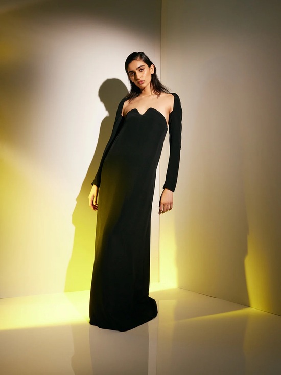 Tibi Dresses & Skirts - Tibi Black Silk Assymetrical Strapless Evening Gown